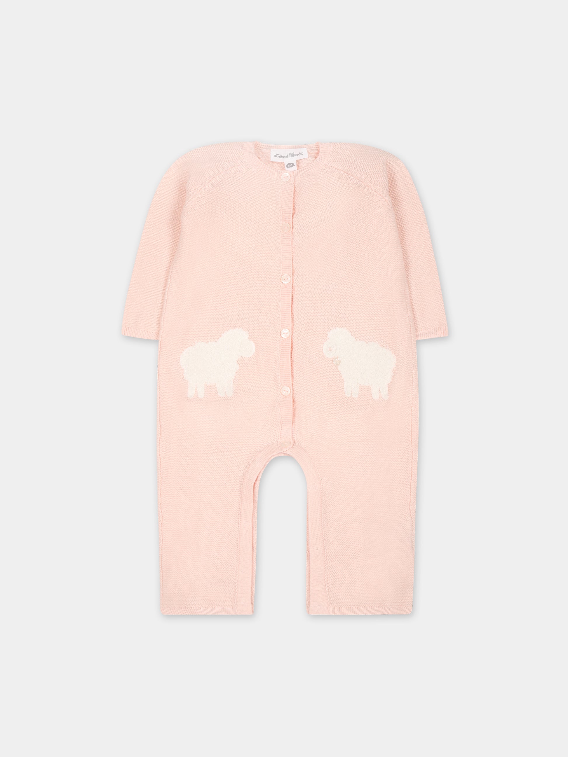 Tutina rosa per neonata con pecore,Tartine Et Chocolat,TX32000-31