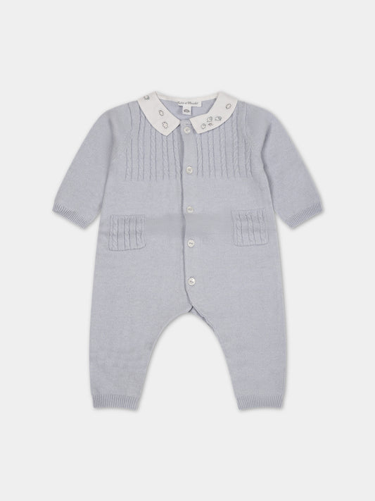 Tutina celeste per neonato con logo,Tartine Et Chocolat,TX32020-42