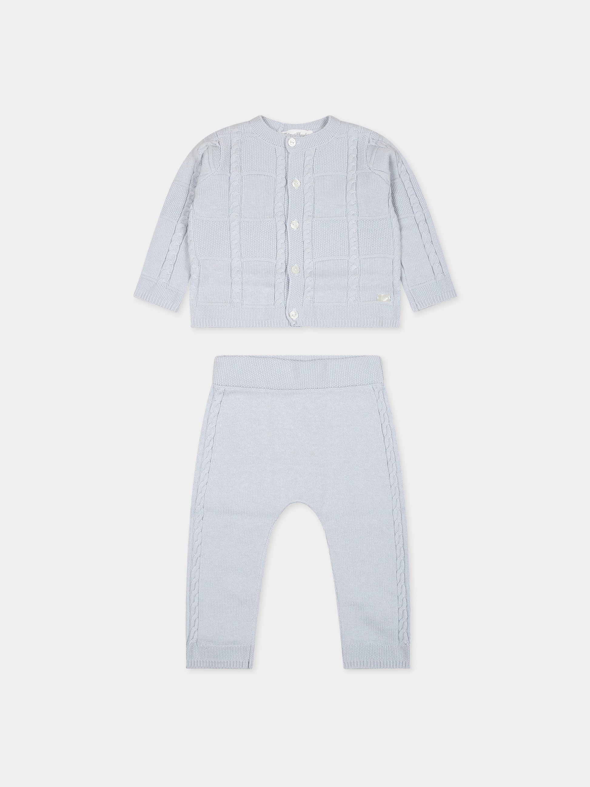 Completo celeste per neonato con logo,Tartine Et Chocolat,TX36000-42