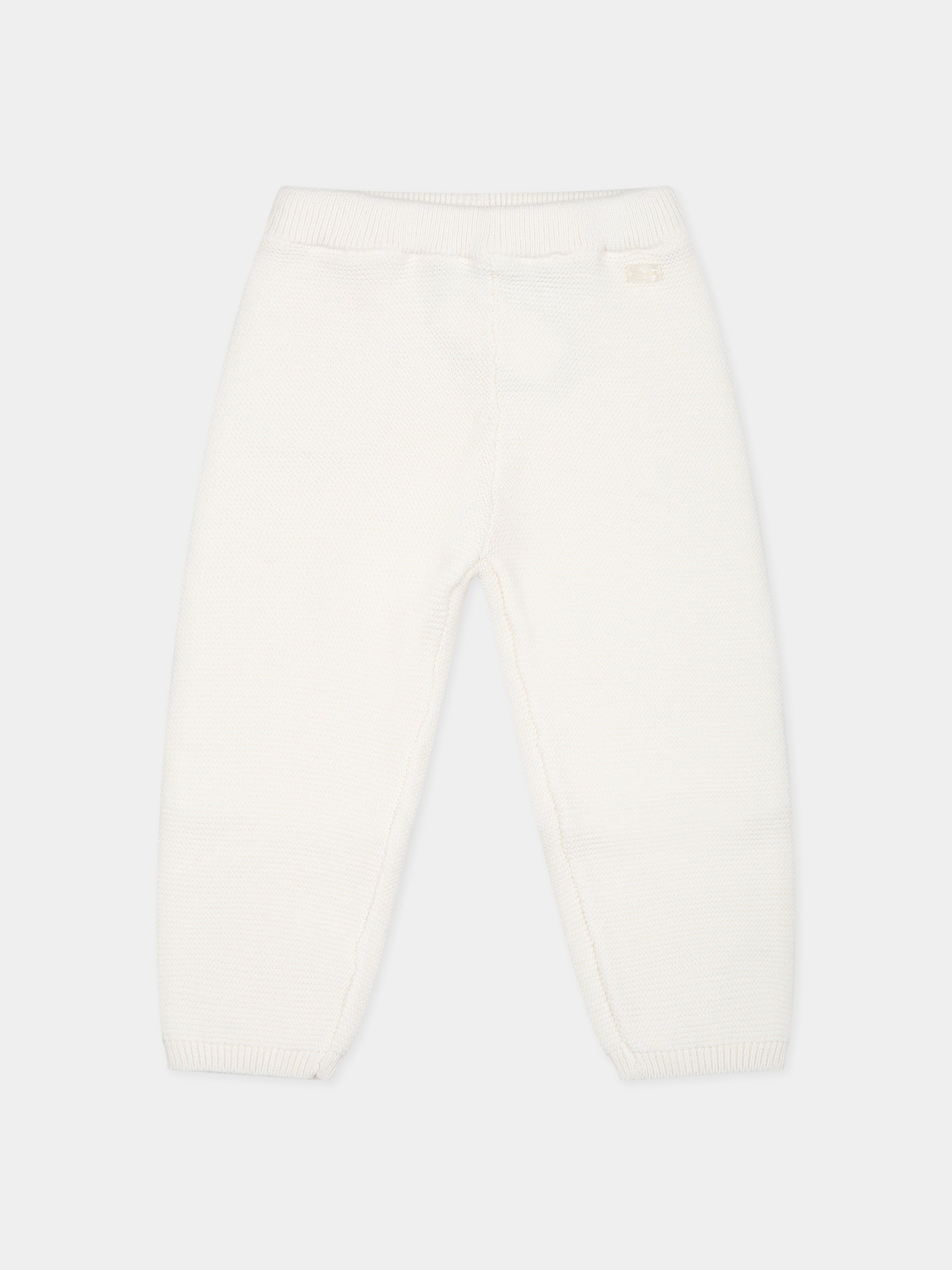 Pantaloni avorio per neonata con logo,Tartine Et Chocolat,TX22030-13