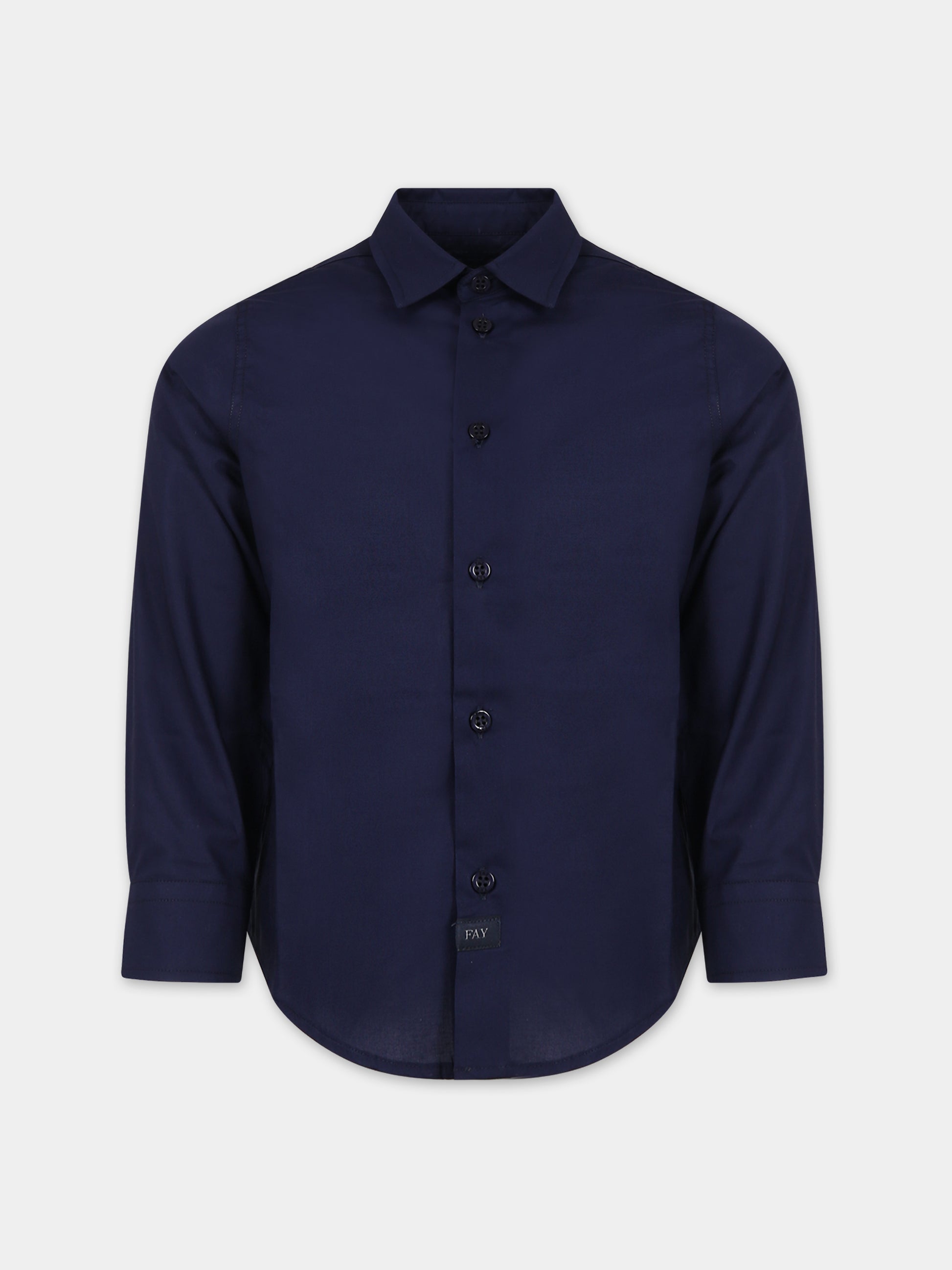 Camicia blu per bambino con logo,Fay Kids,FT5P30 P0343 667