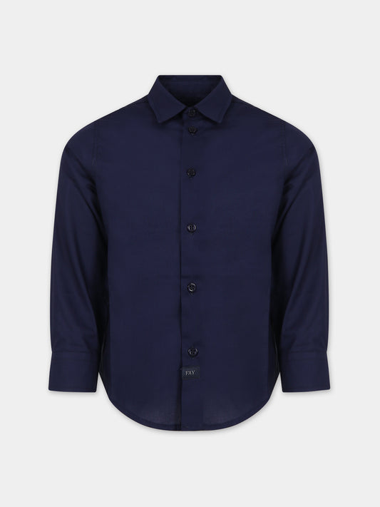 Camicia blu per bambino con logo,Fay Kids,FT5P30 P0343 667