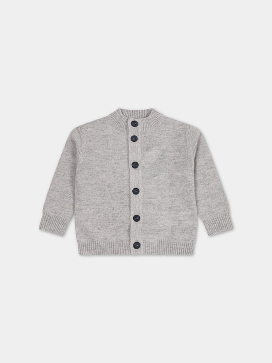 Cardigan grigio per neonato con logo,Fay Kids,FT9520 W0041 805BL