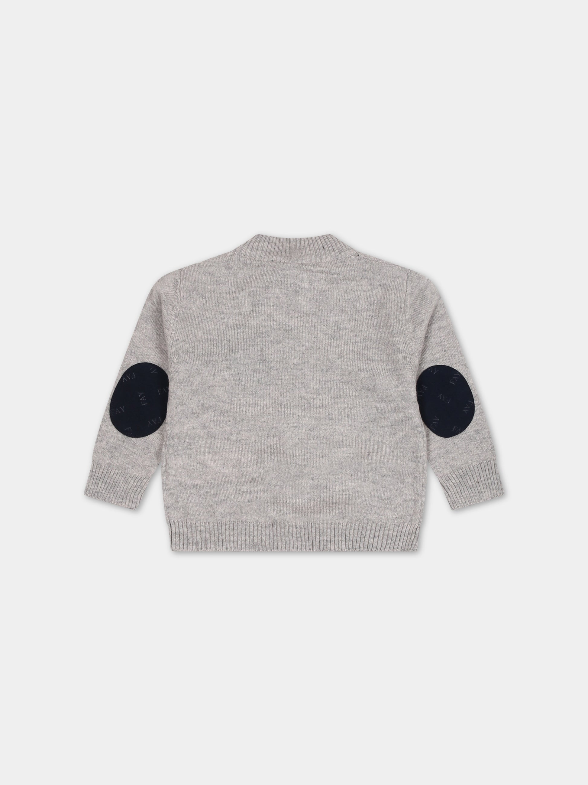 Cardigan grigio per neonato con logo,Fay Kids,FT9520 W0041 805BL