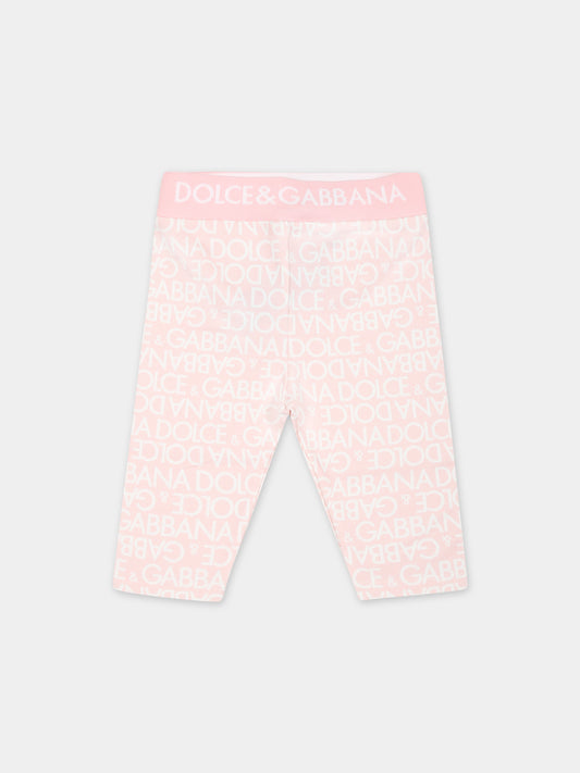 Leggings rosa per neonata con logo,Dolce & Gabbana Kids,L2JPC5 FSG7V HFXCA