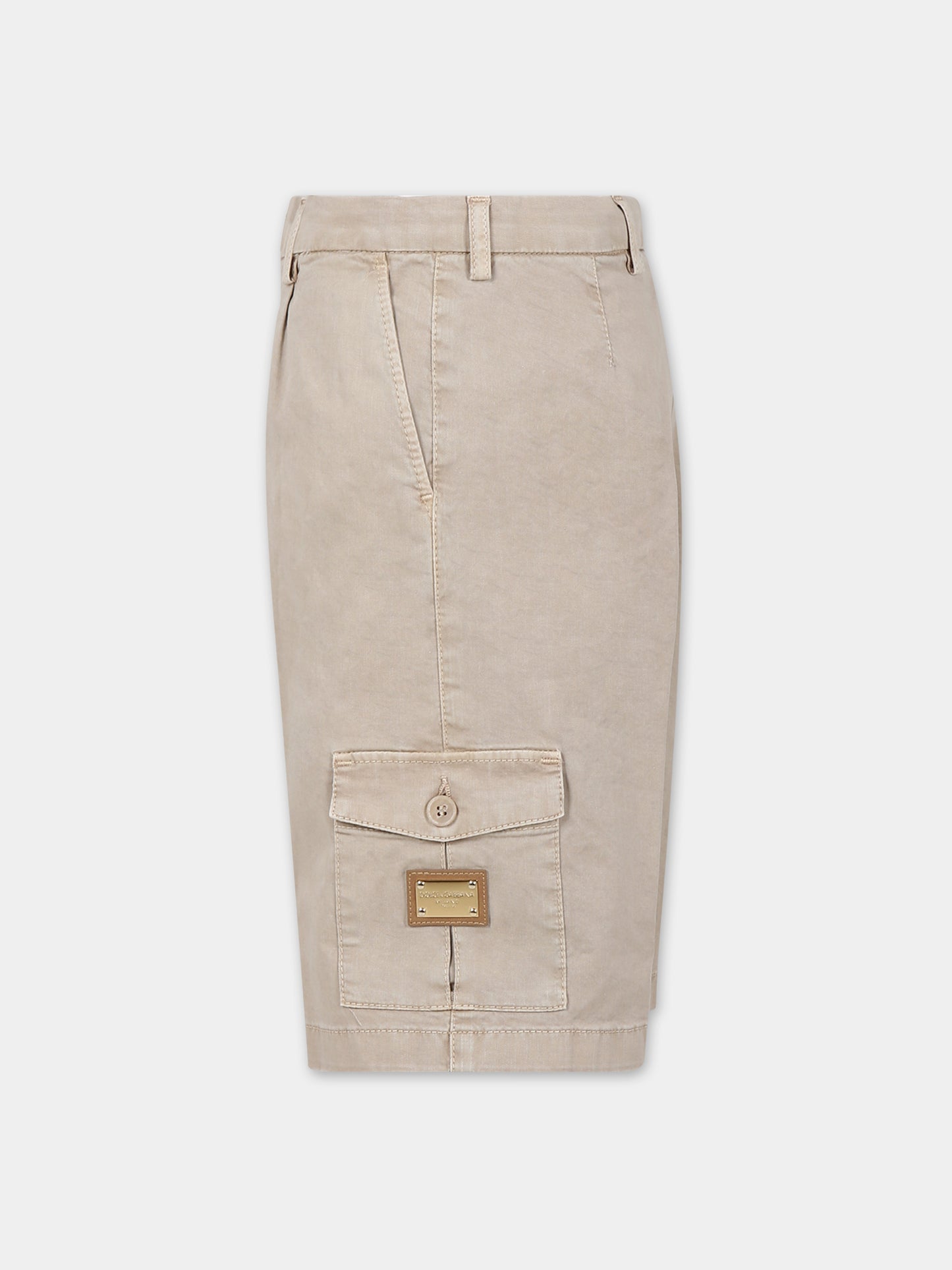 Shorts beige per bambino con logo,Dolce & Gabbana Kids,L43Q21 LY071 M0131