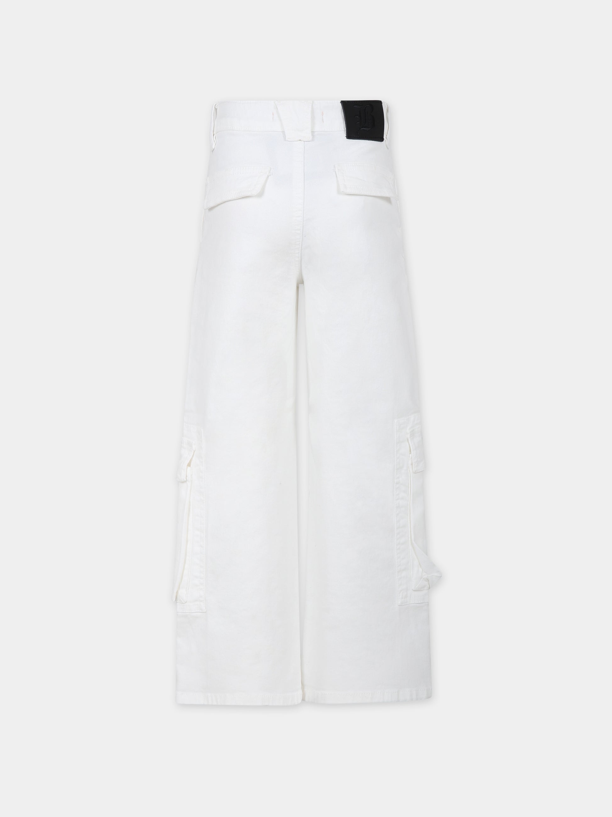 Pantaloni avorio per bambina con logo,Blumarine Baby,IF3041 10602