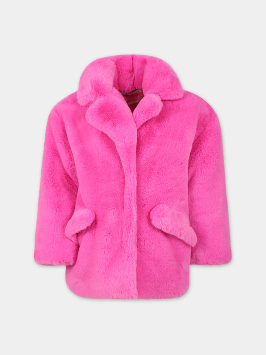 Ecopelliccia fucsia per bambina con logo,Blumarine Baby,IF3168 X0517