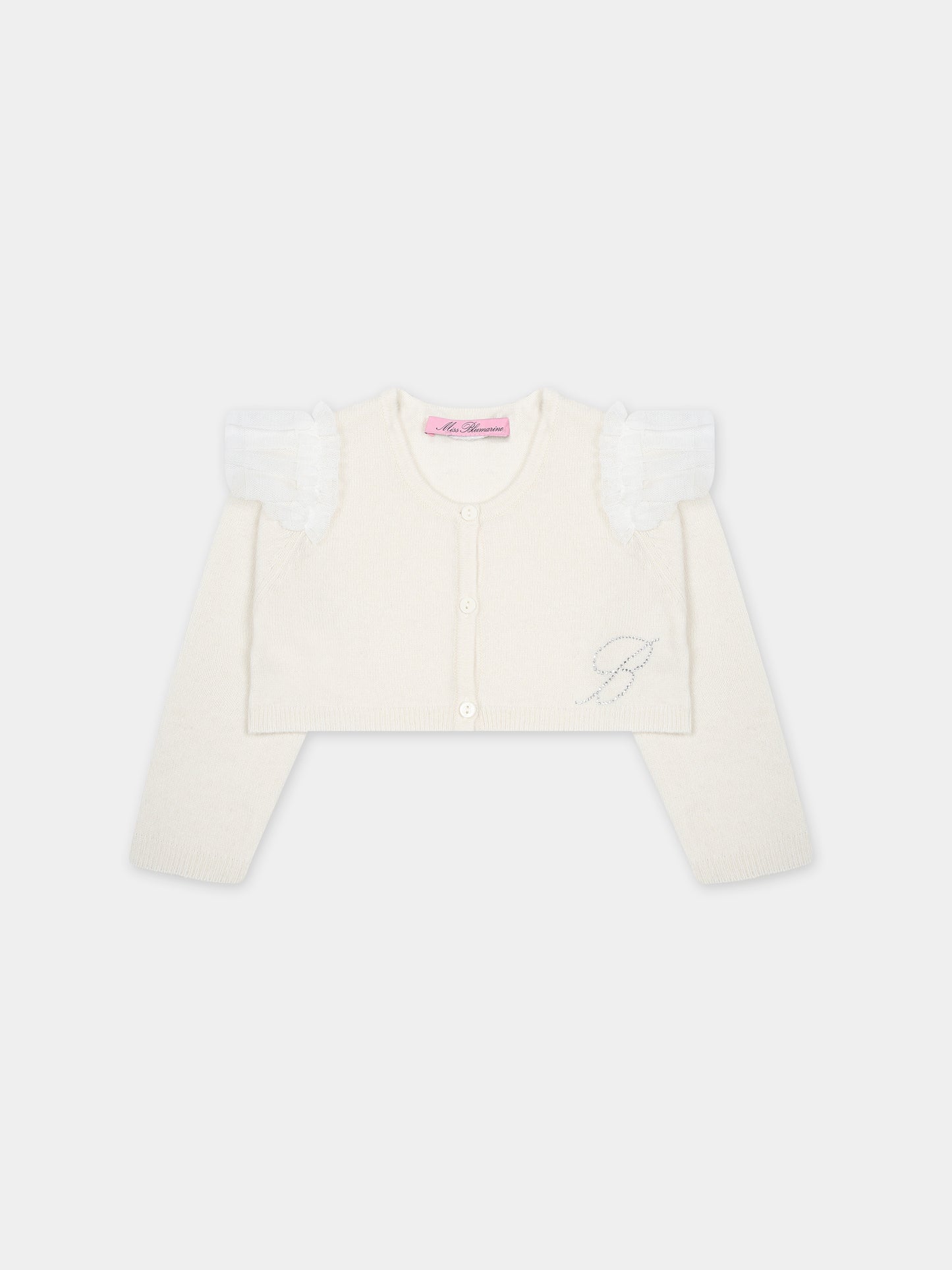 Vestito bianco per neonata con logo,Blumarine Baby,IF3115 10602