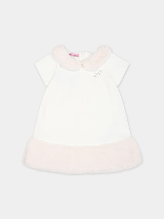 Vestito bianco per neonata con logo,Blumarine Baby,IF3108 10602