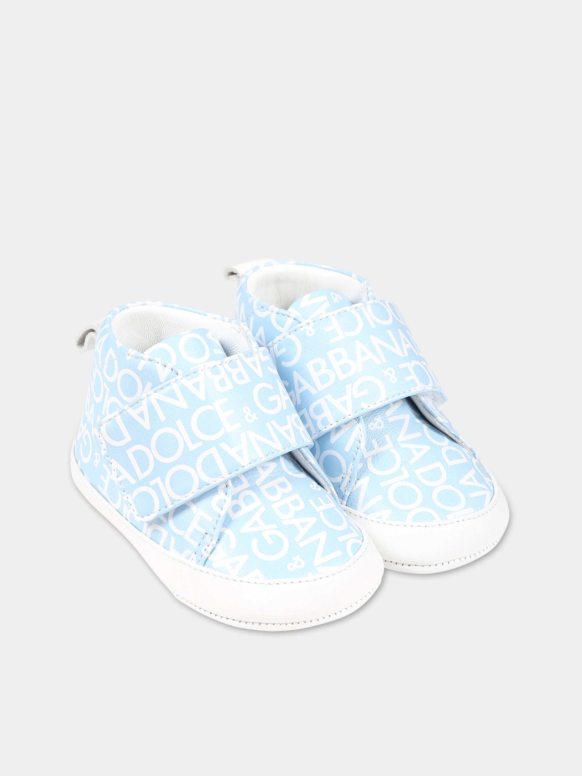 Sneakers celesti per neonato con logo,Dolce & Gabbana Kids,DK0130 AX179 HCXCA