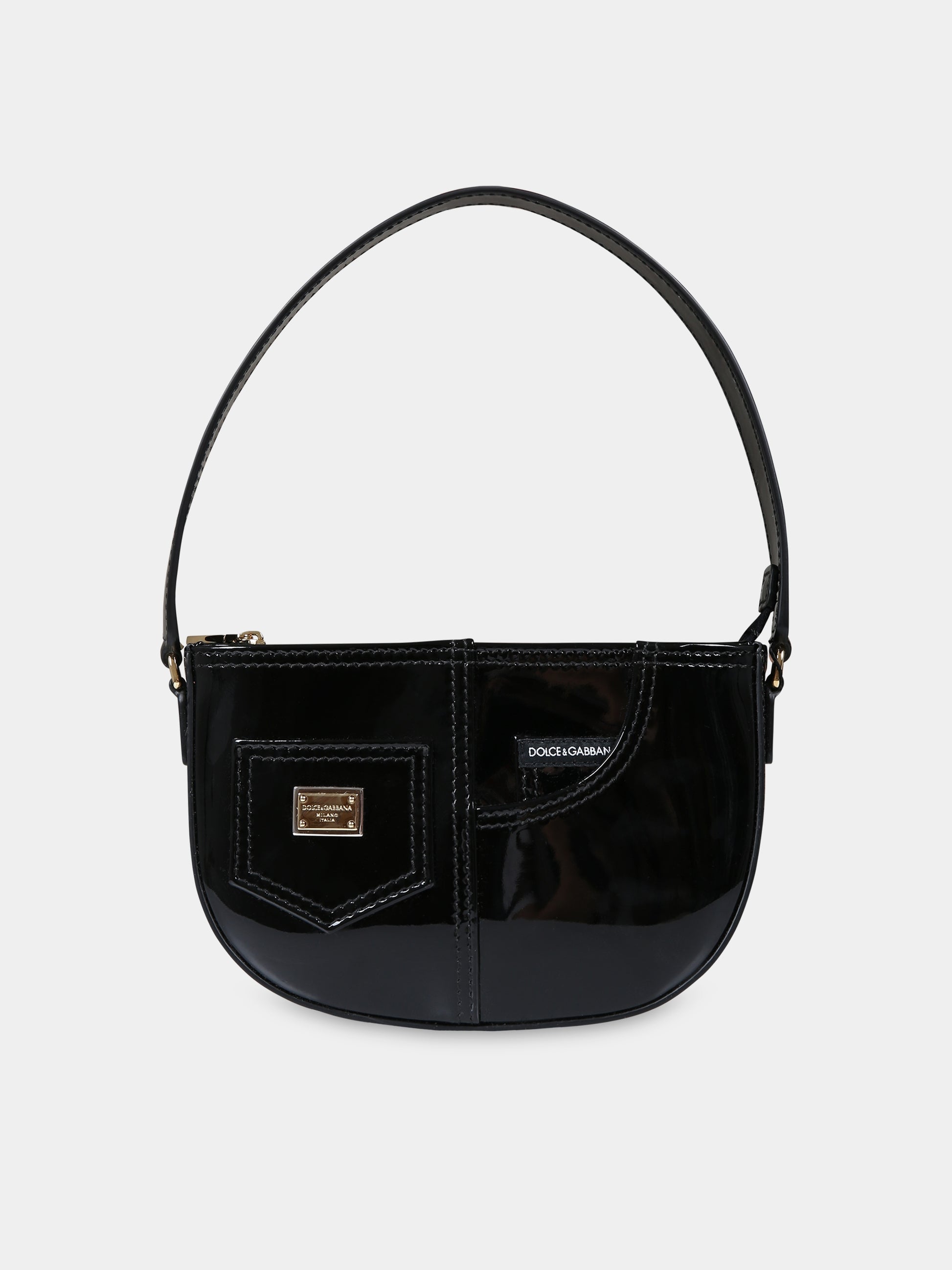 Borsa nera per bambina con logo,Dolce & Gabbana Kids,EB0242 A1471 80999