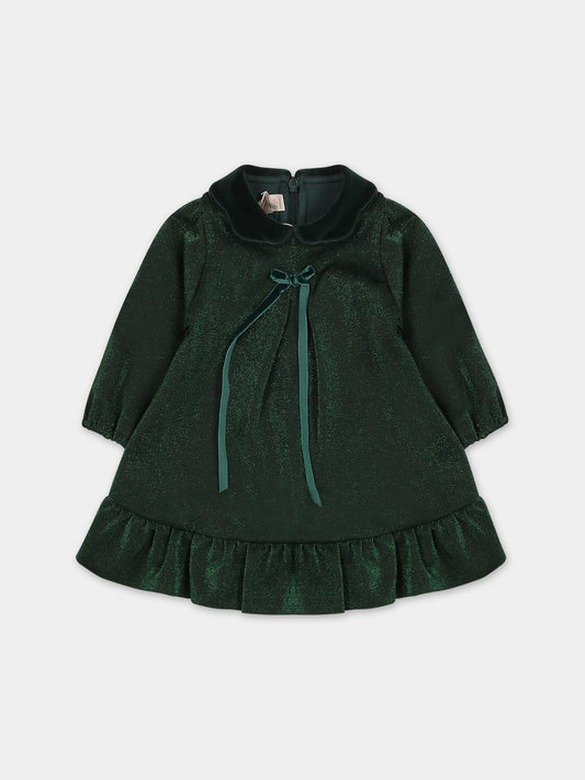Vestito verde per neonata con fiocco,La Stupenderia,TCAB62M38