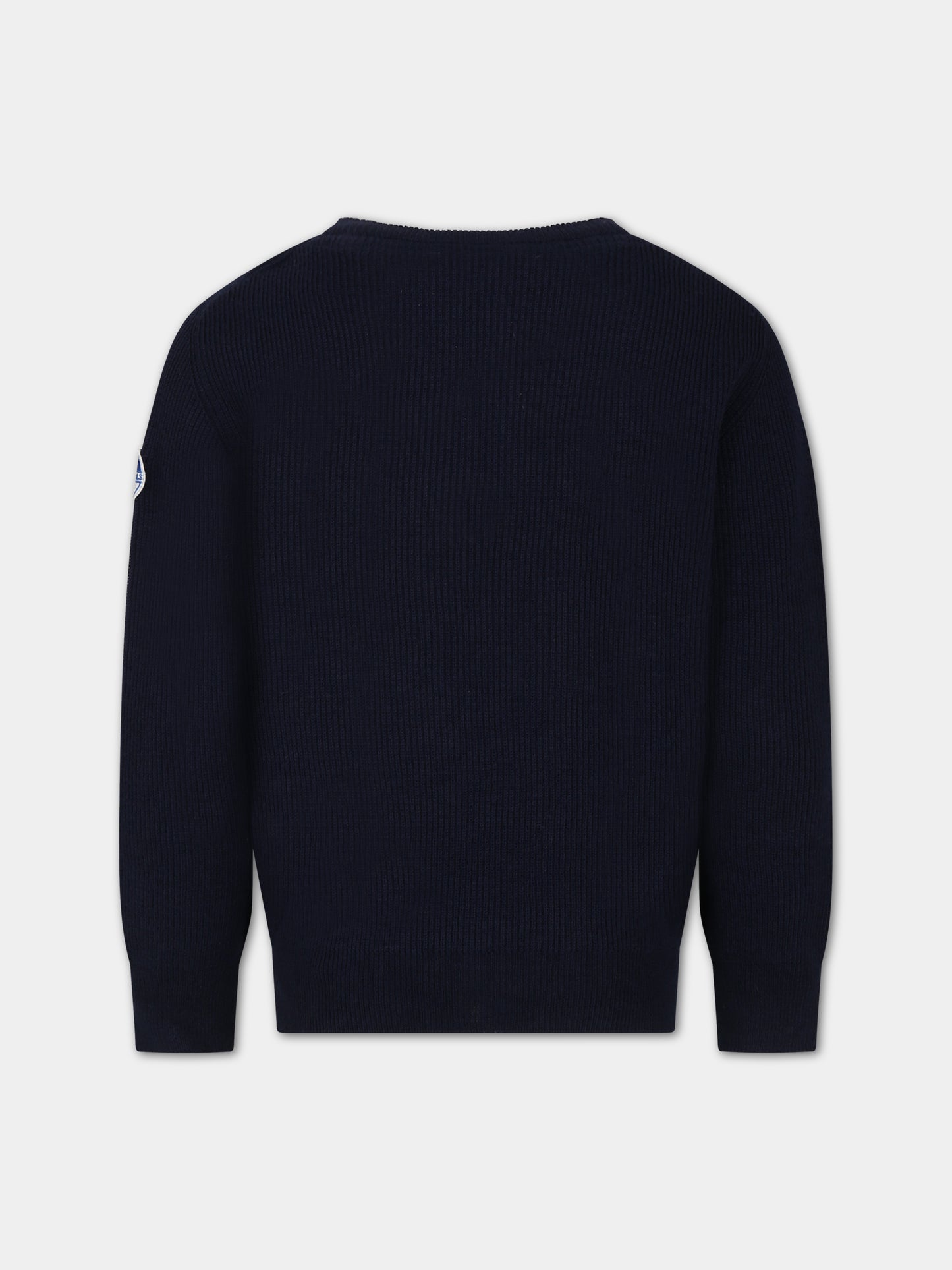 Maglione blu a costine per bambino con logo,North Sails,796175 000 0802