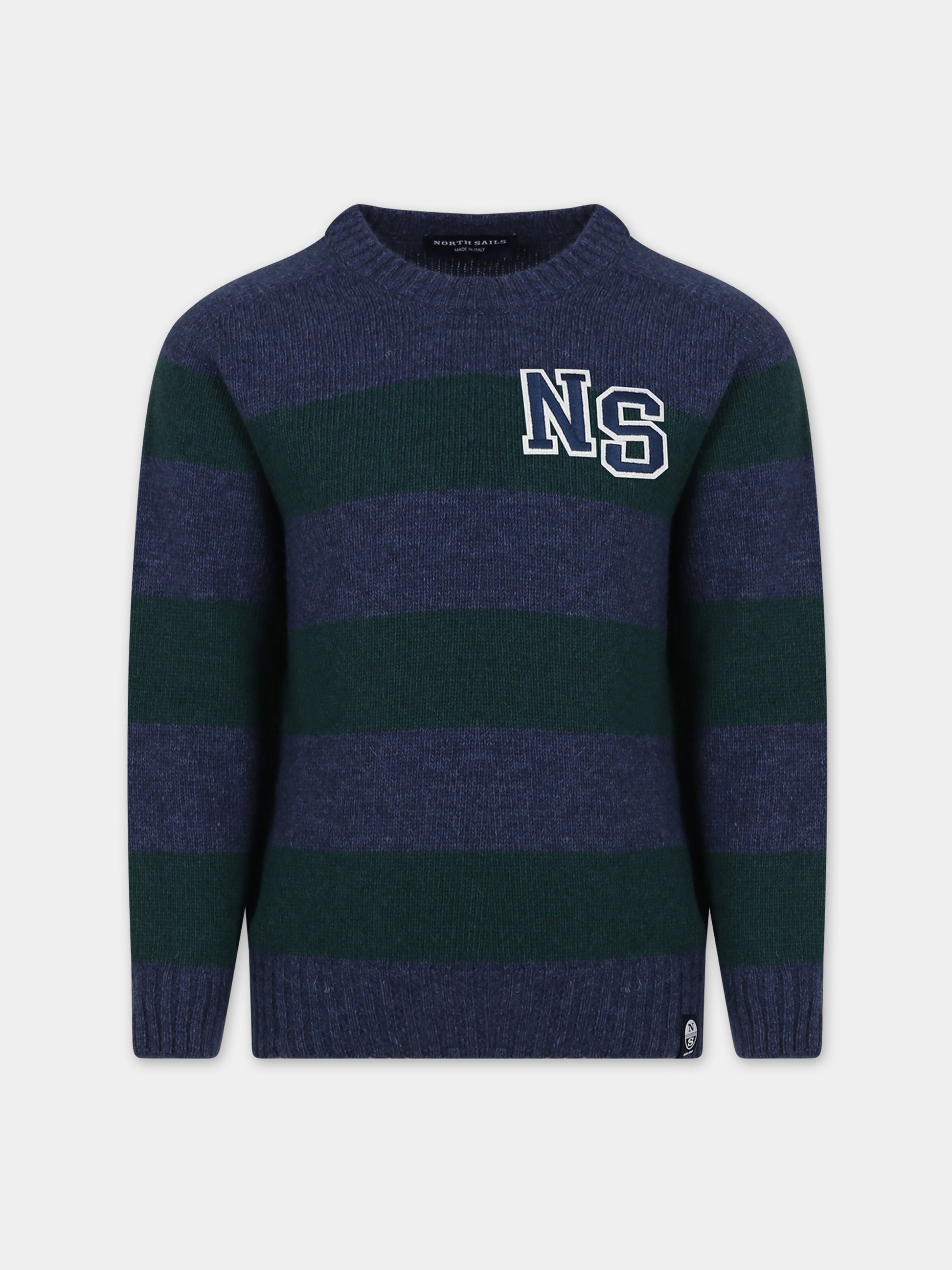 Maglione blu per bambino con logo,North Sails,796179 000 C003