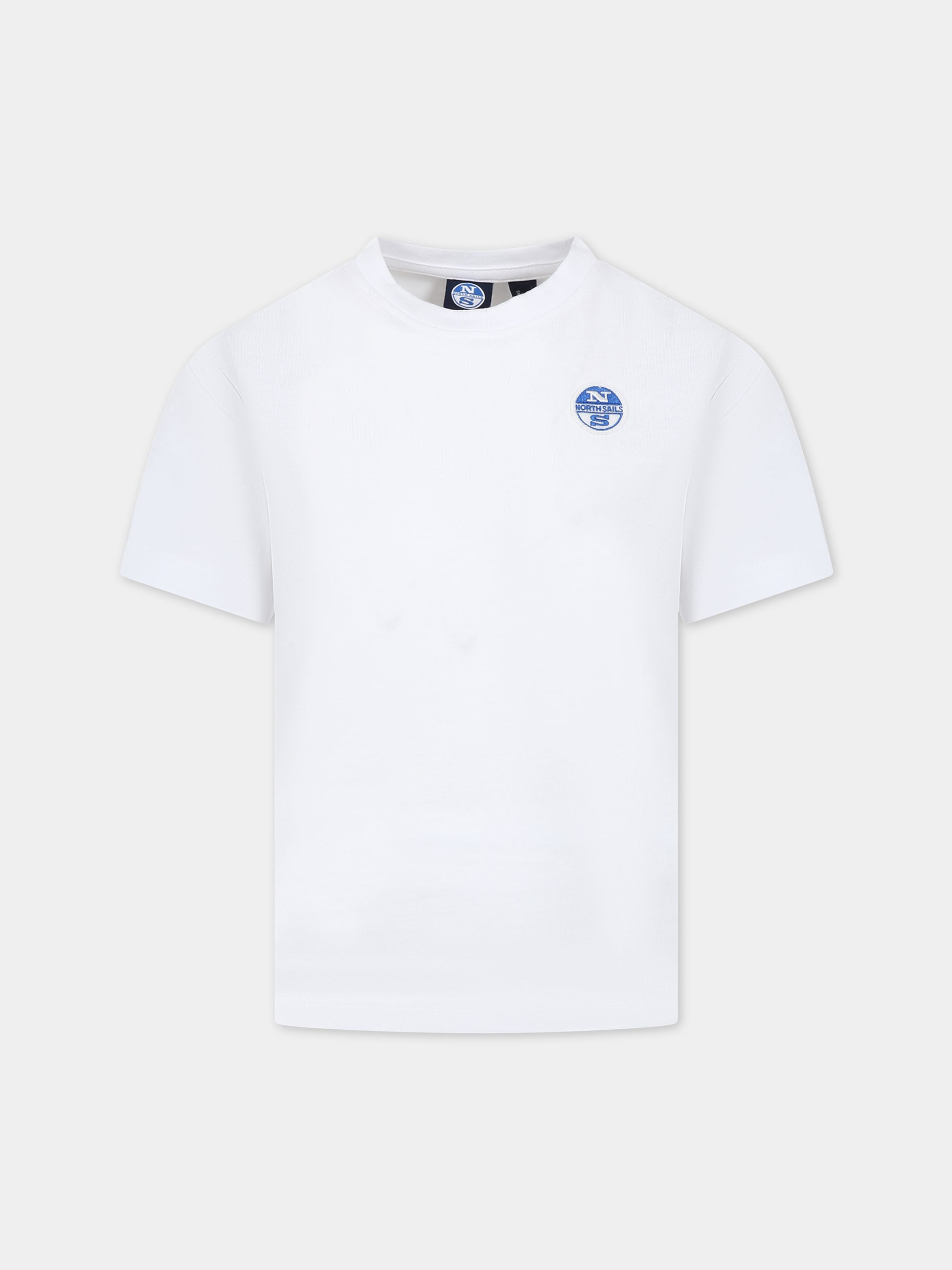 T-shirt bianca per bambino con patch logato,North Sails,795070 000 0101