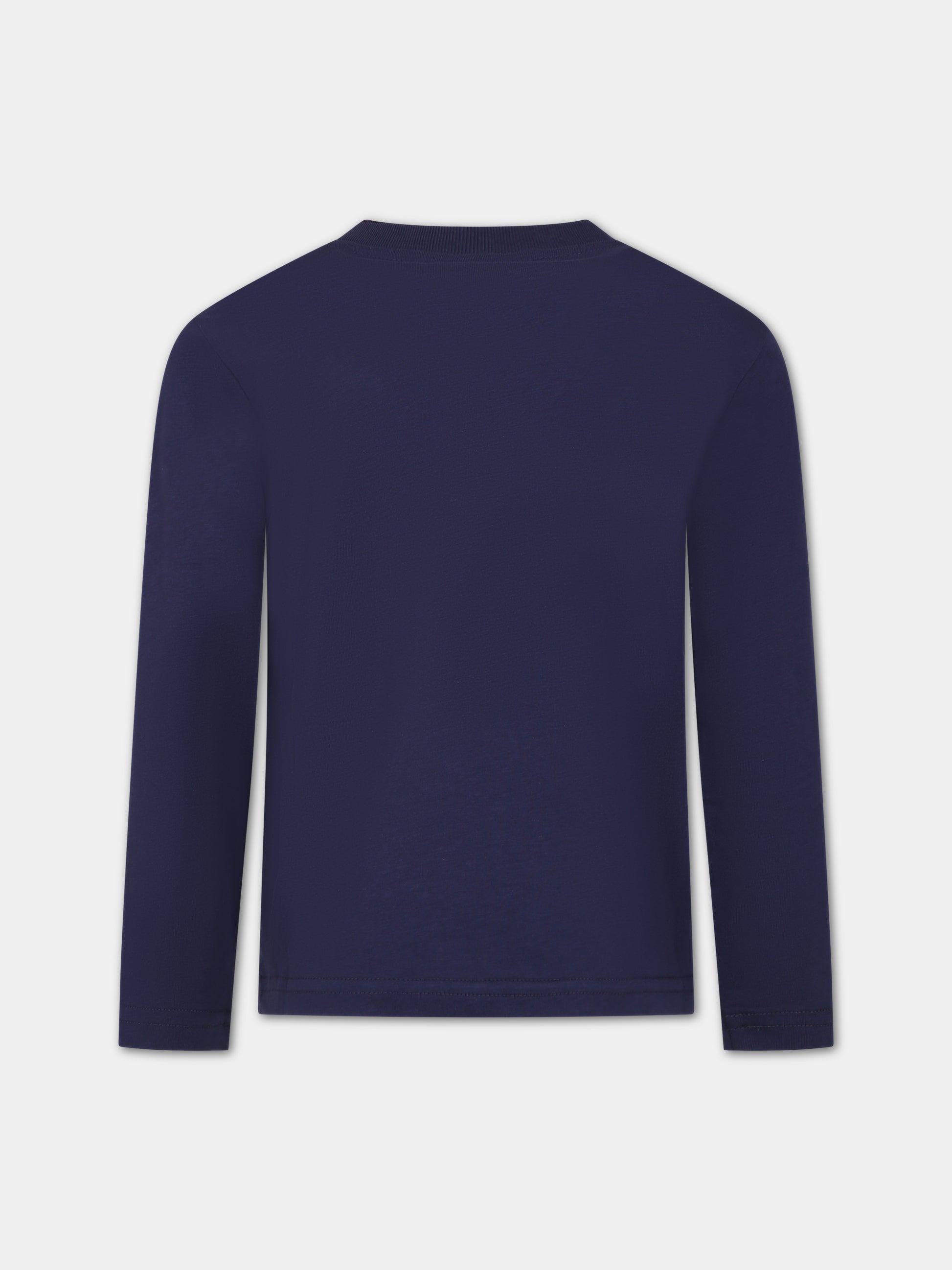 T-shirt blu per bambino con patch logato,North Sails,795072 000 0802