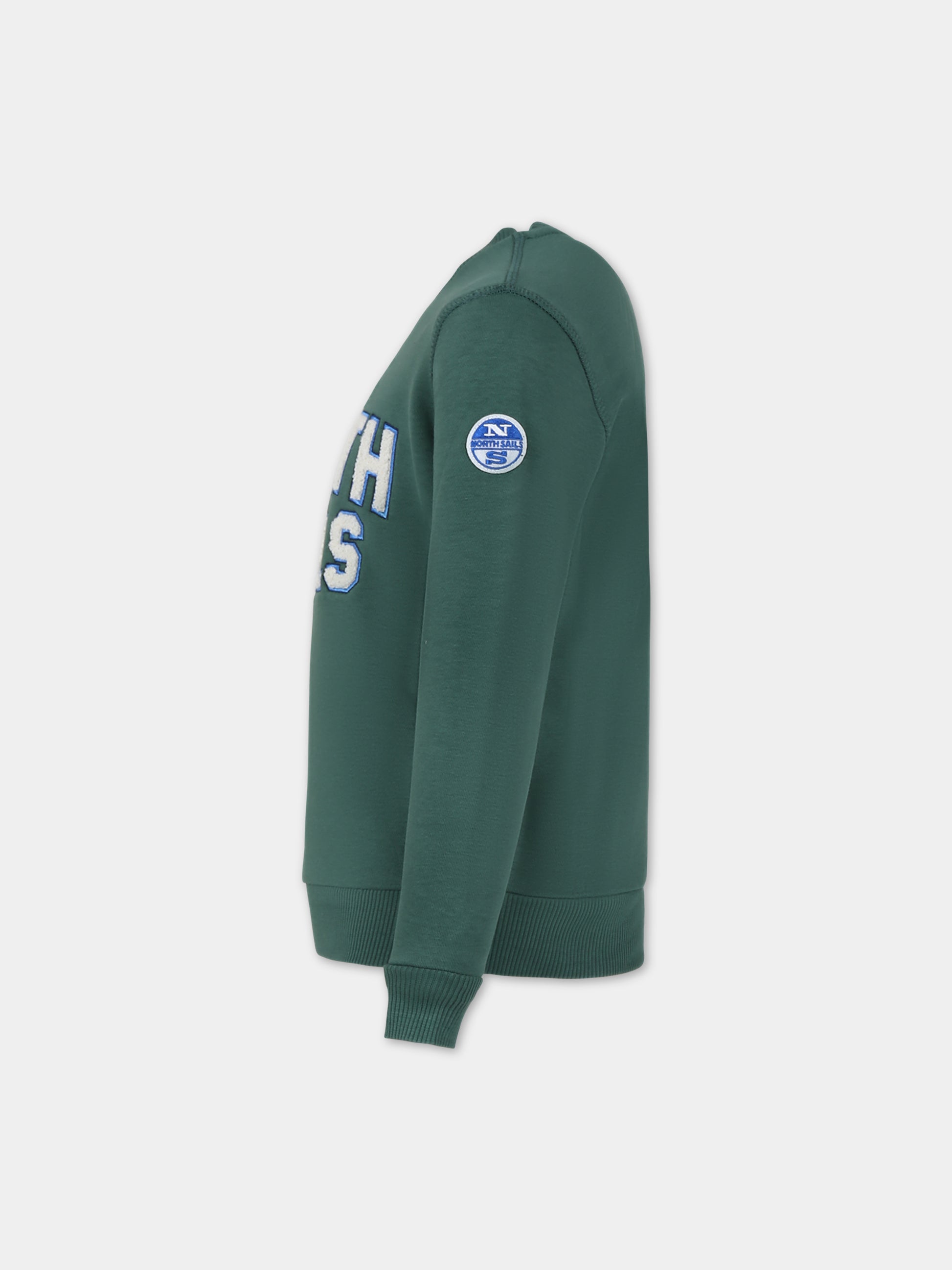 Felpa verde per bambino con logo,North Sails,794428 000 0403