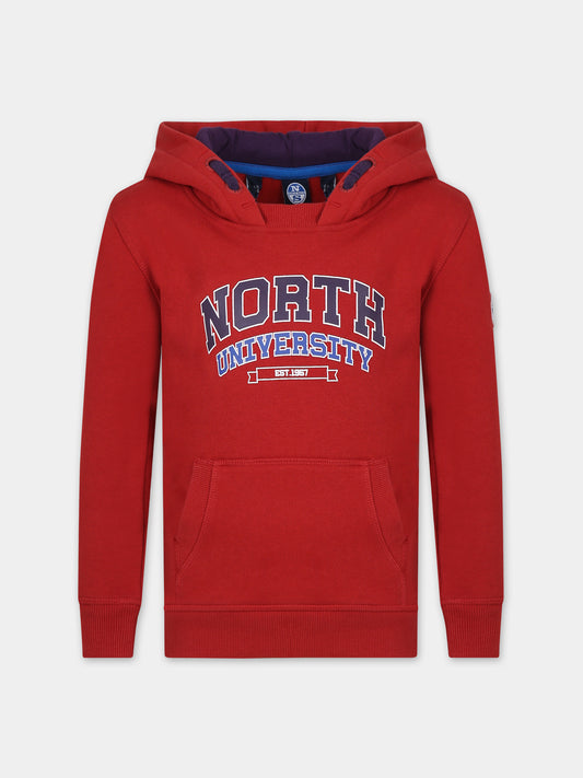 Felpa rossa per bambino con logo,North Sails,794430 000 0237