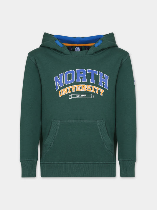 Felpa verde per bambino con logo,North Sails,794430 000 0403