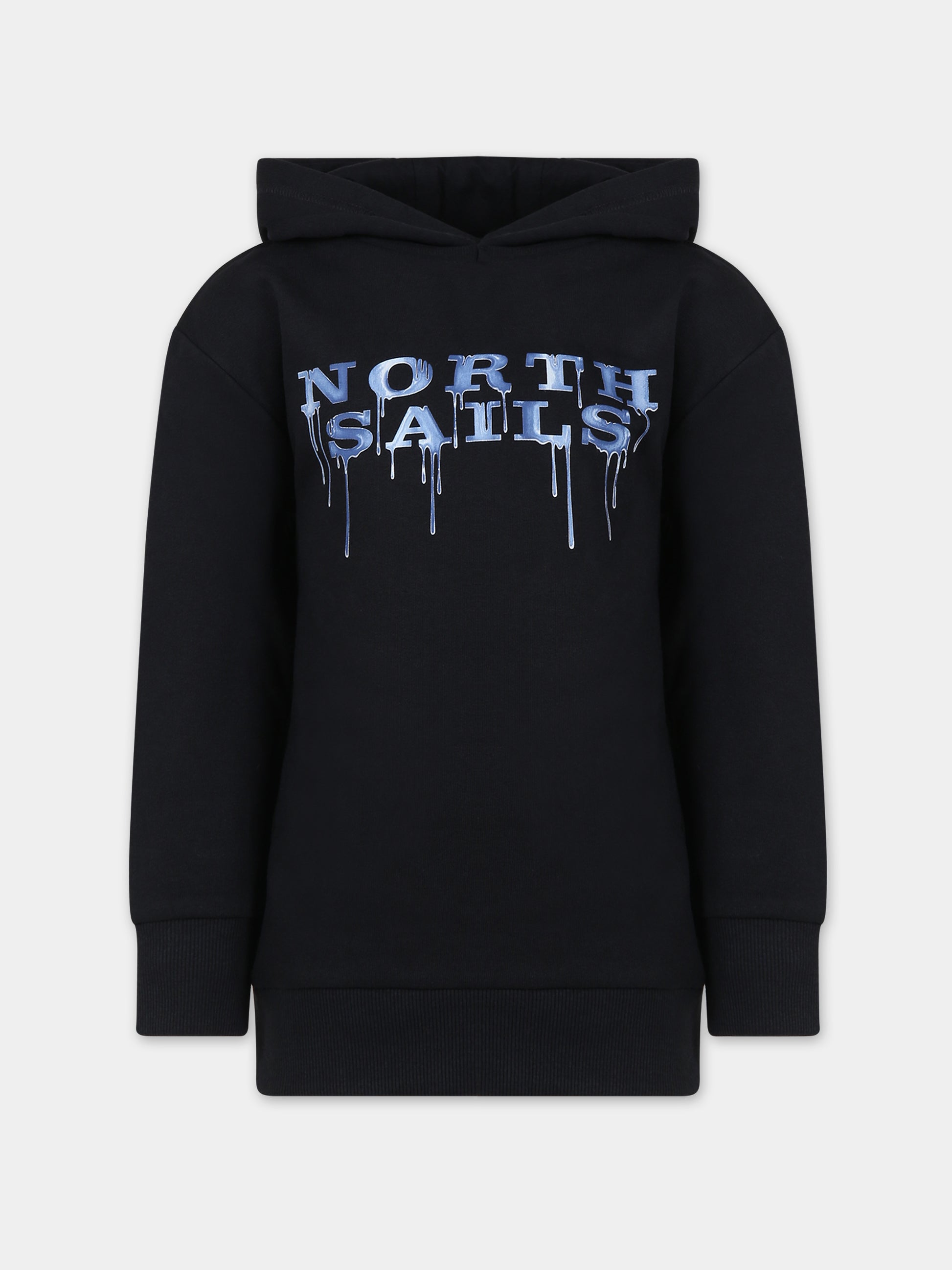Felpa nera per bambino con logo,North Sails,794440 000 C001