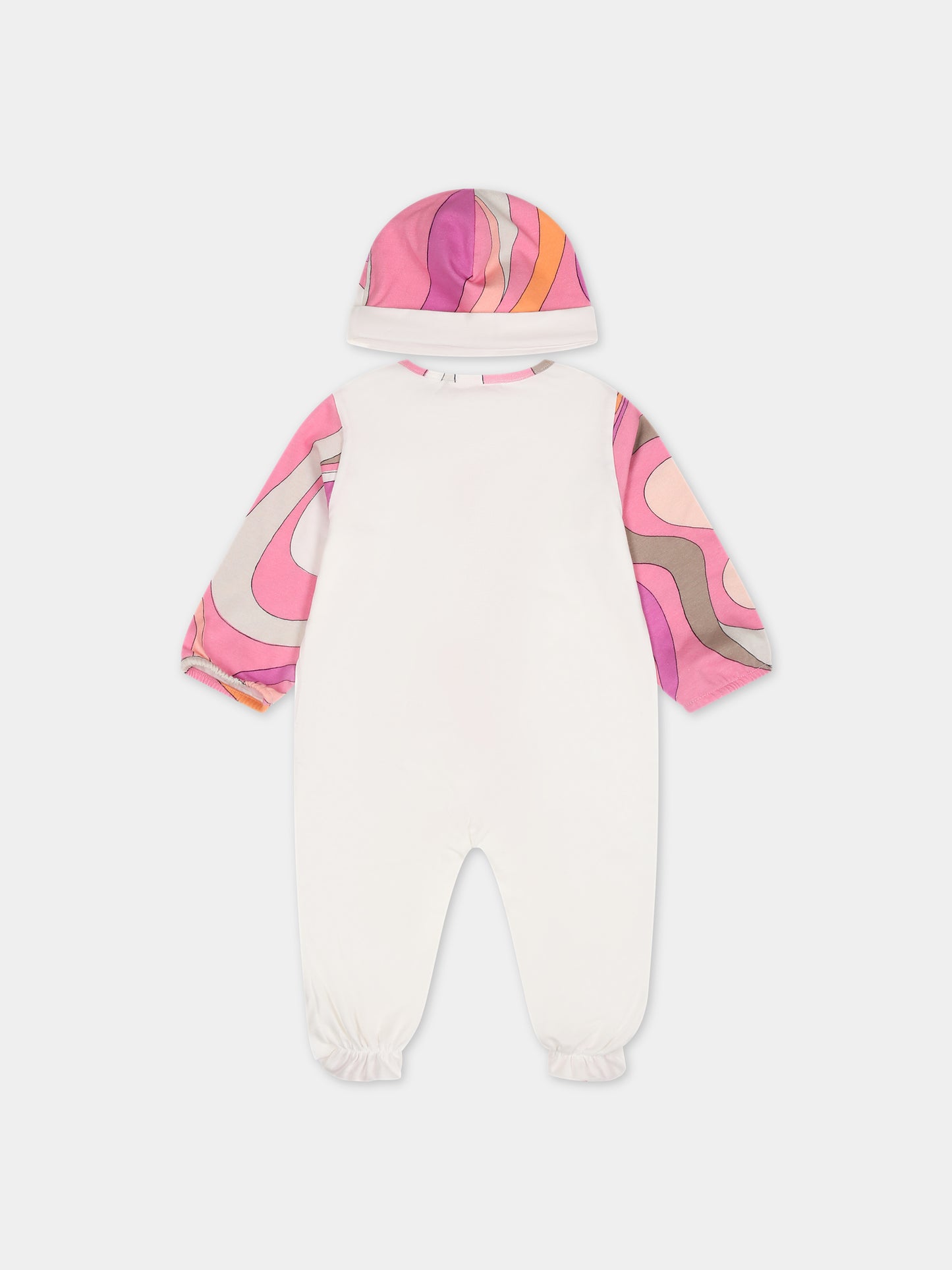 Set bianco per neonata con logo e stampa,Emilio Pucci Junior,PTB040 J0007 101