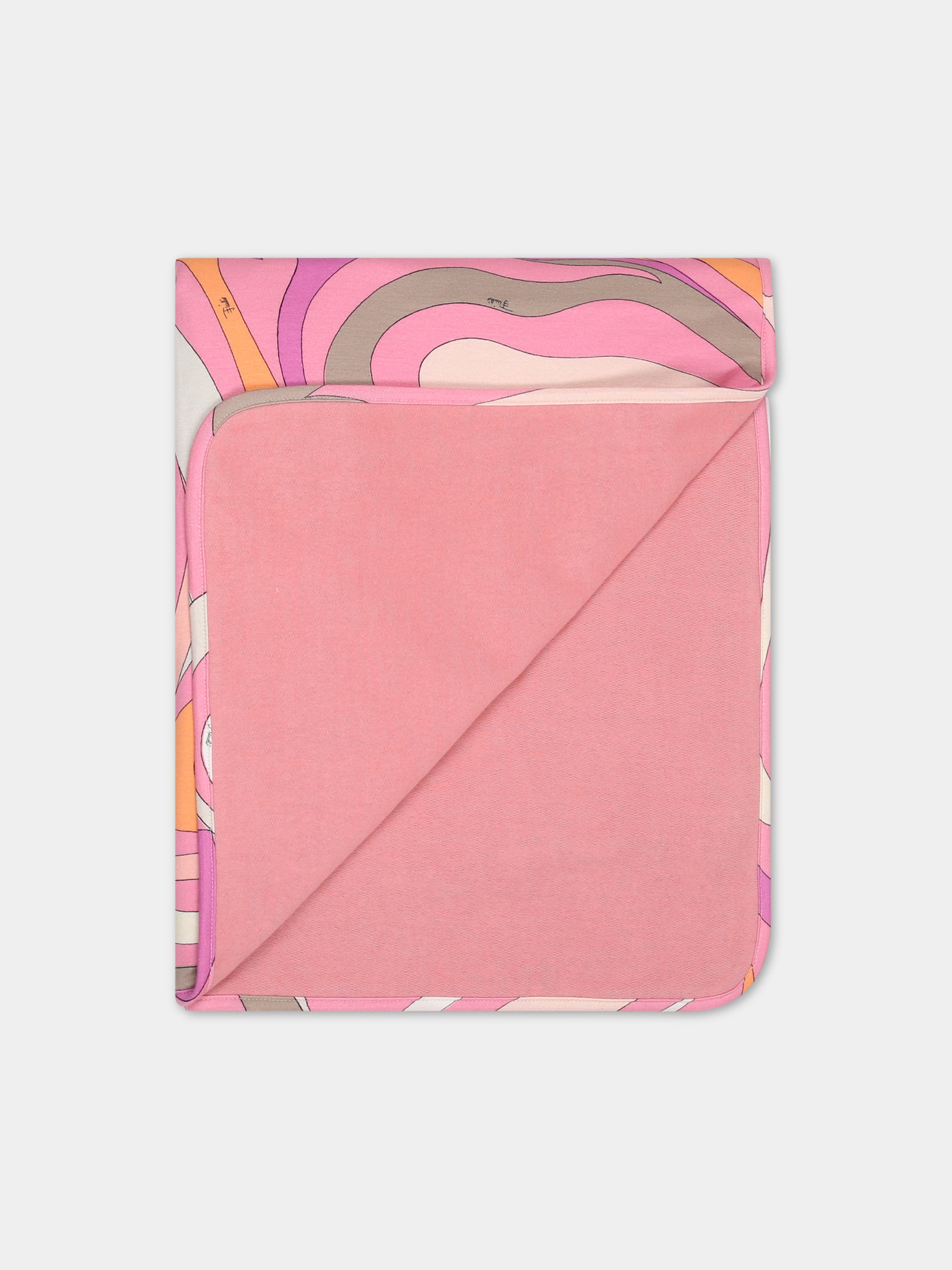 Coperta rosa per neonata con stampa e logo,Emilio Pucci Junior,PT0090 J0279 515AR