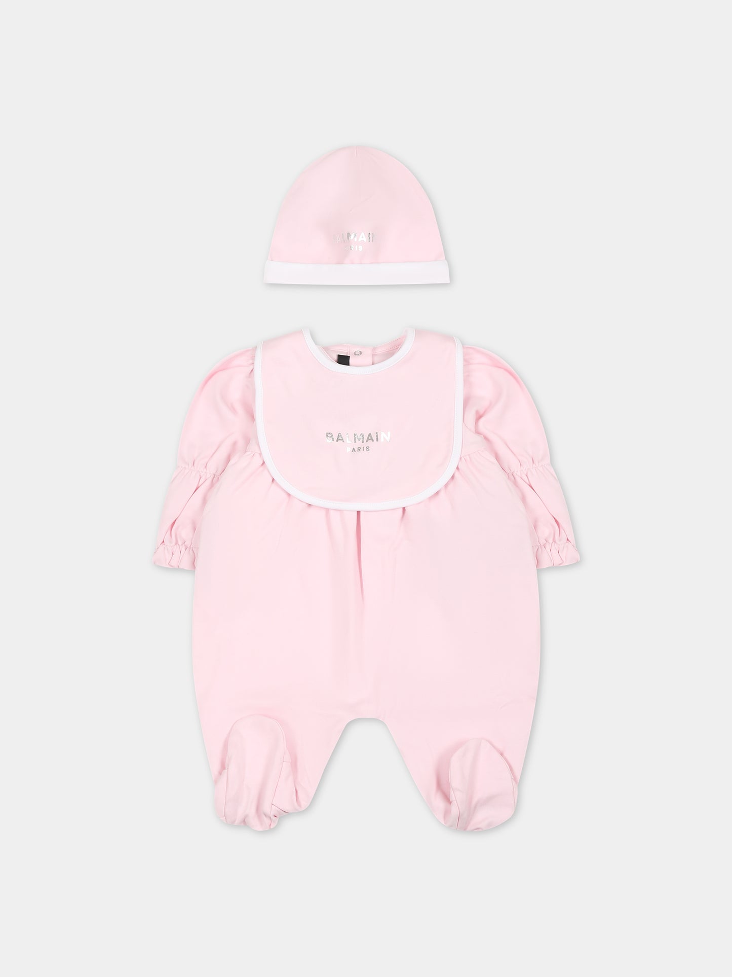 Set rosa per neonata con logo,Balmain Kids,BTB030 Z1763 540