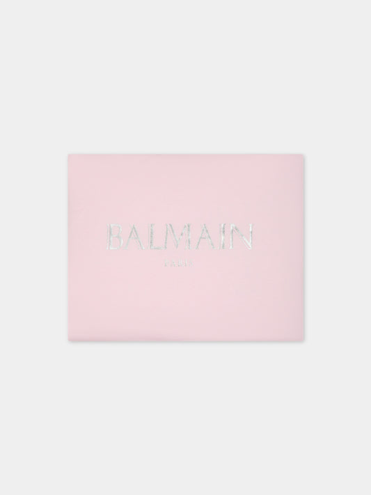 Coperta rosa per neonata con logo,Balmain Kids,BT0660 Z1769 540