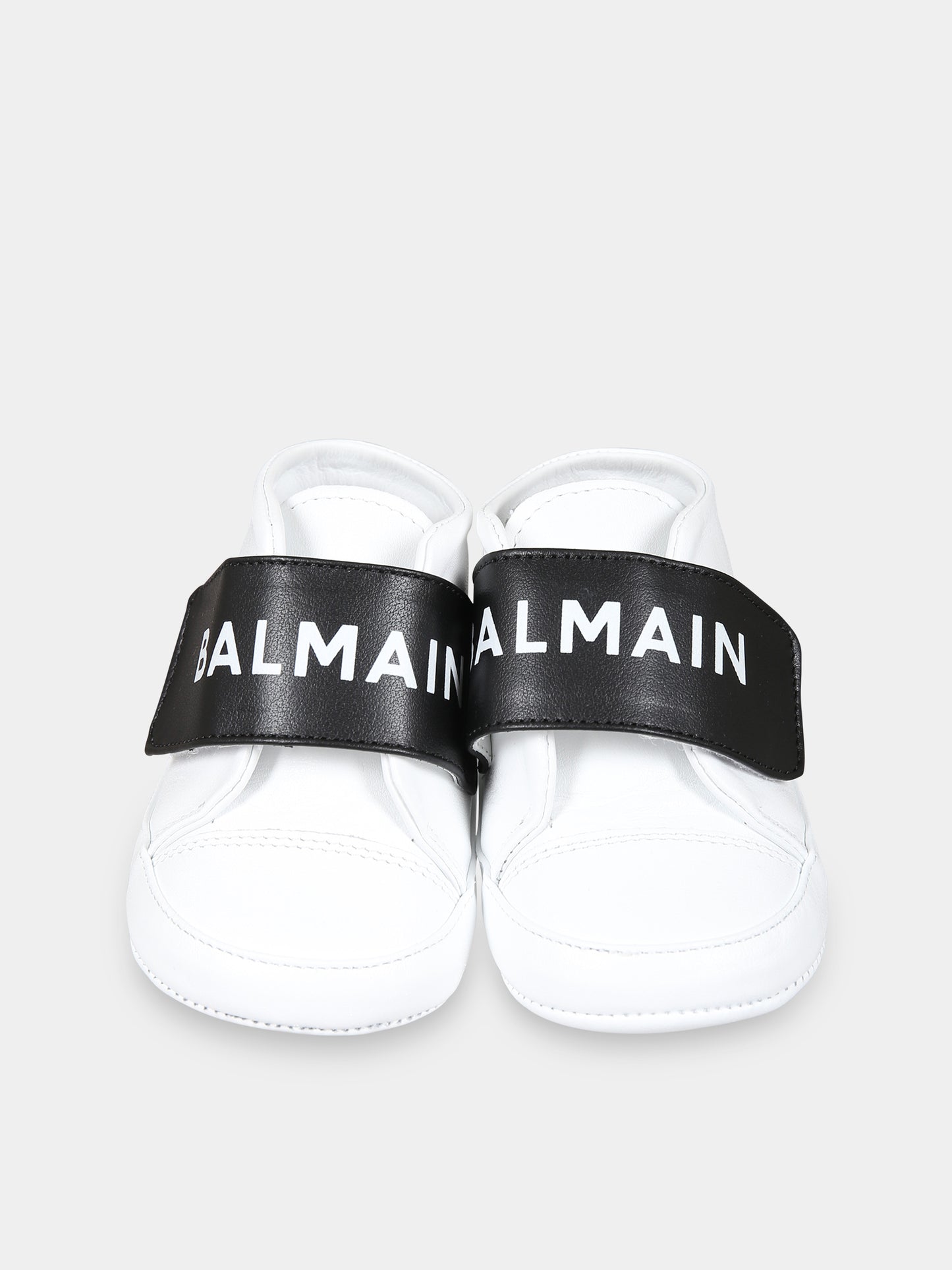 Sneakers bianche da culla per neonati con logo,Balmain Kids,BT0656 Y0051 100NE