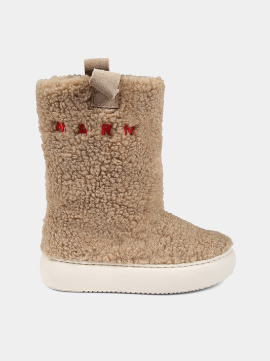 Stivali beige per bambini con logo,Marni Kids,75340 2