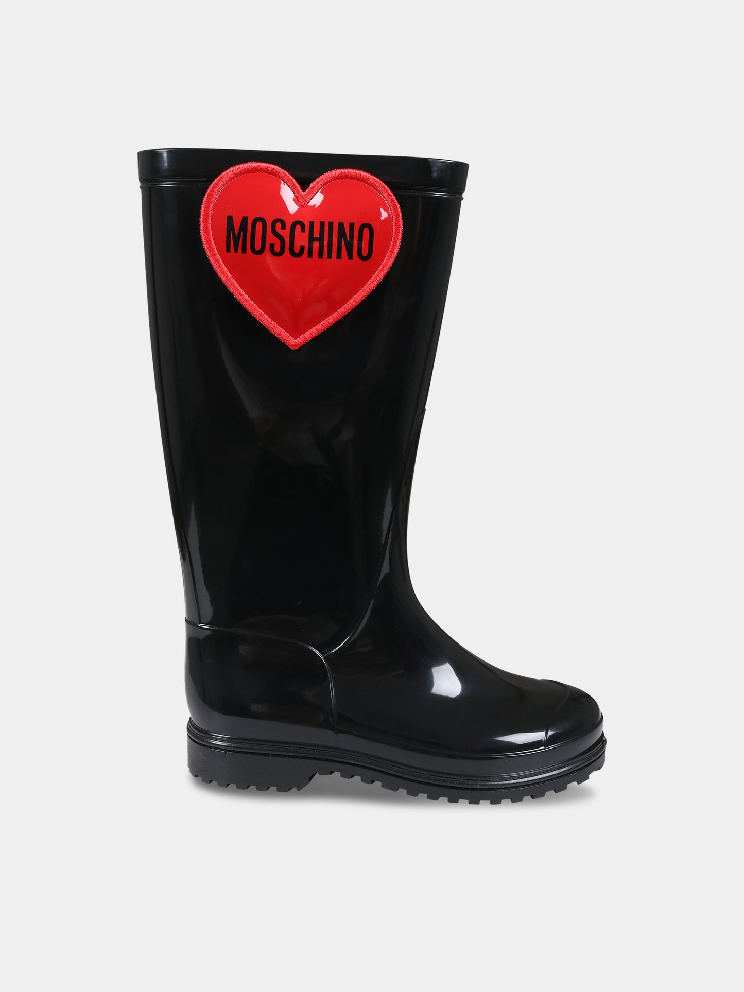Stivali neri per bambina con cuore,Moschino Kids,76093 1
