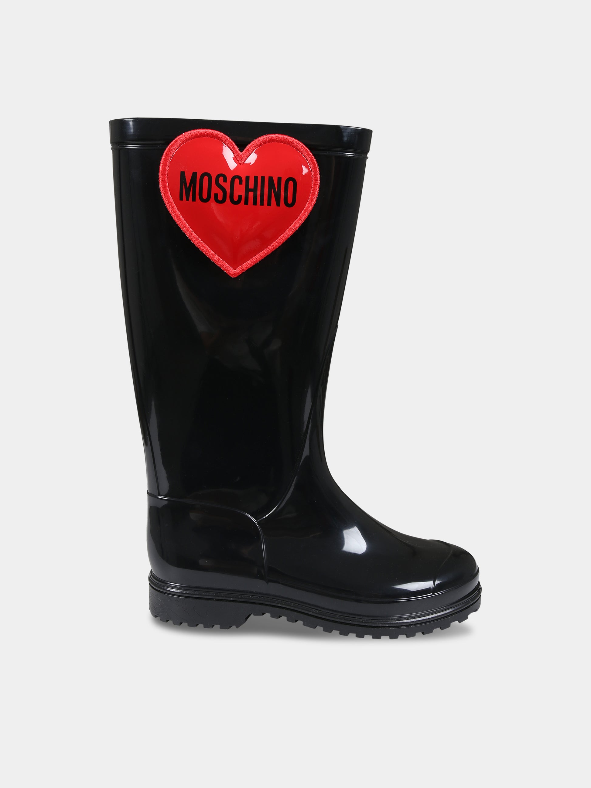 Stivali neri per bambina con cuore,Moschino Kids,76093 1