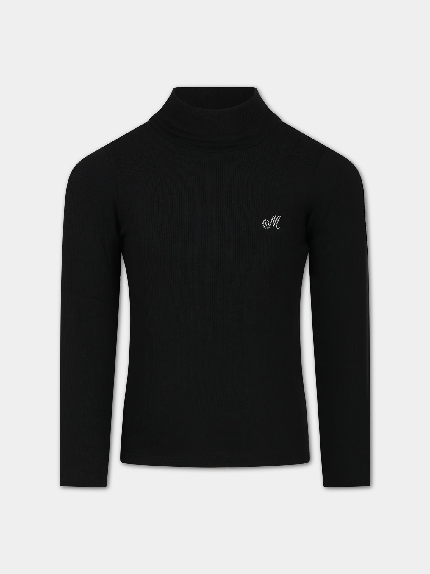 Dolcevita nero per bambina con logo,Monnalisa,17BLUC 2212 0050