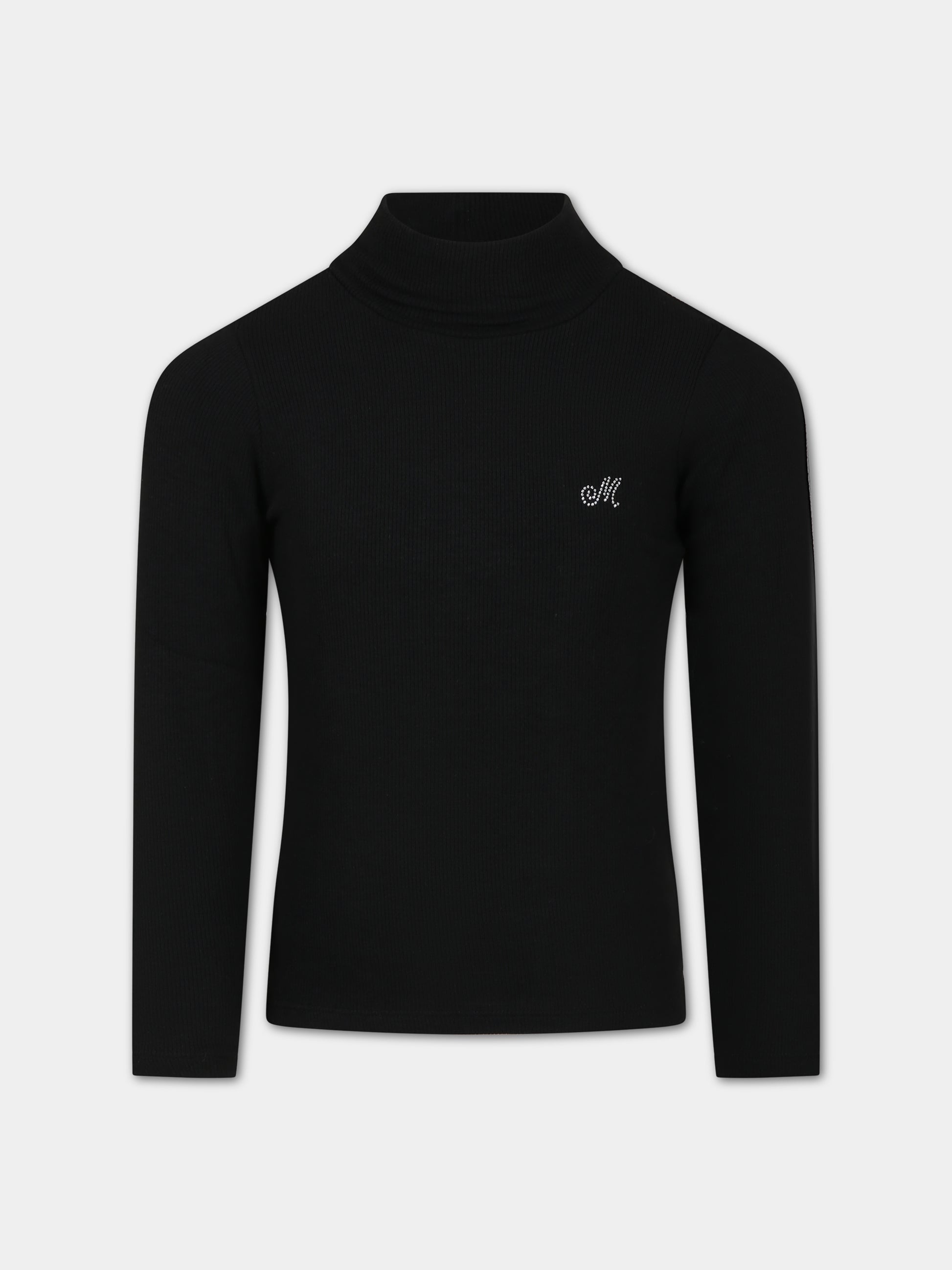 Dolcevita nero per bambina con logo,Monnalisa,17BLUC 2212 0050