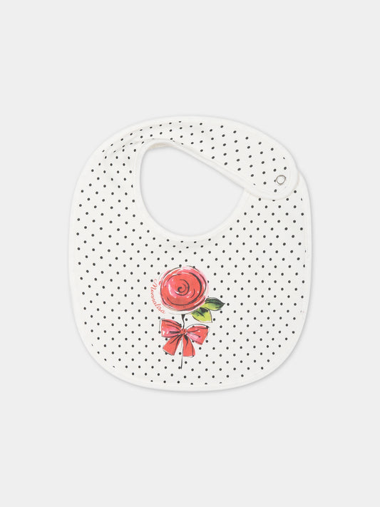 Bavaglino bianco per neonata con fiore,Monnalisa,35B011 2004 0143