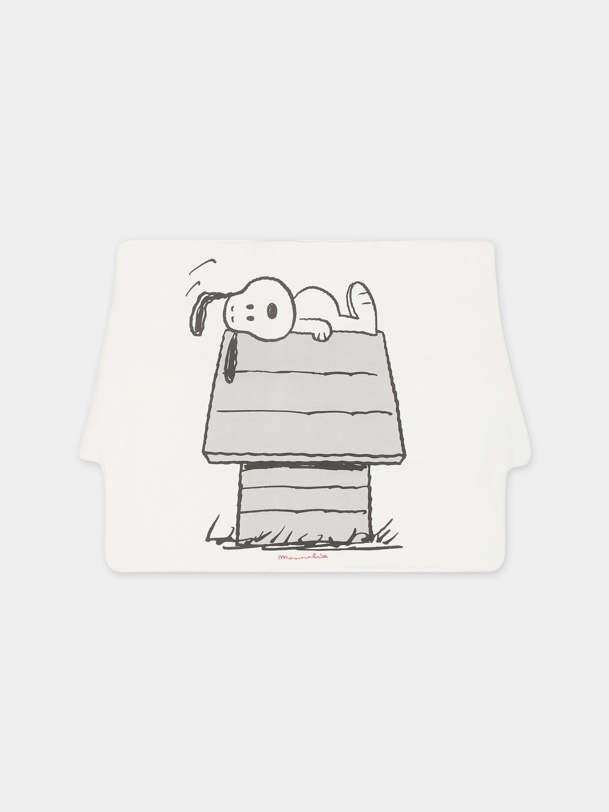Set bianco per neonati con stampa Snoopy,Monnalisa,22B508 2004 0001