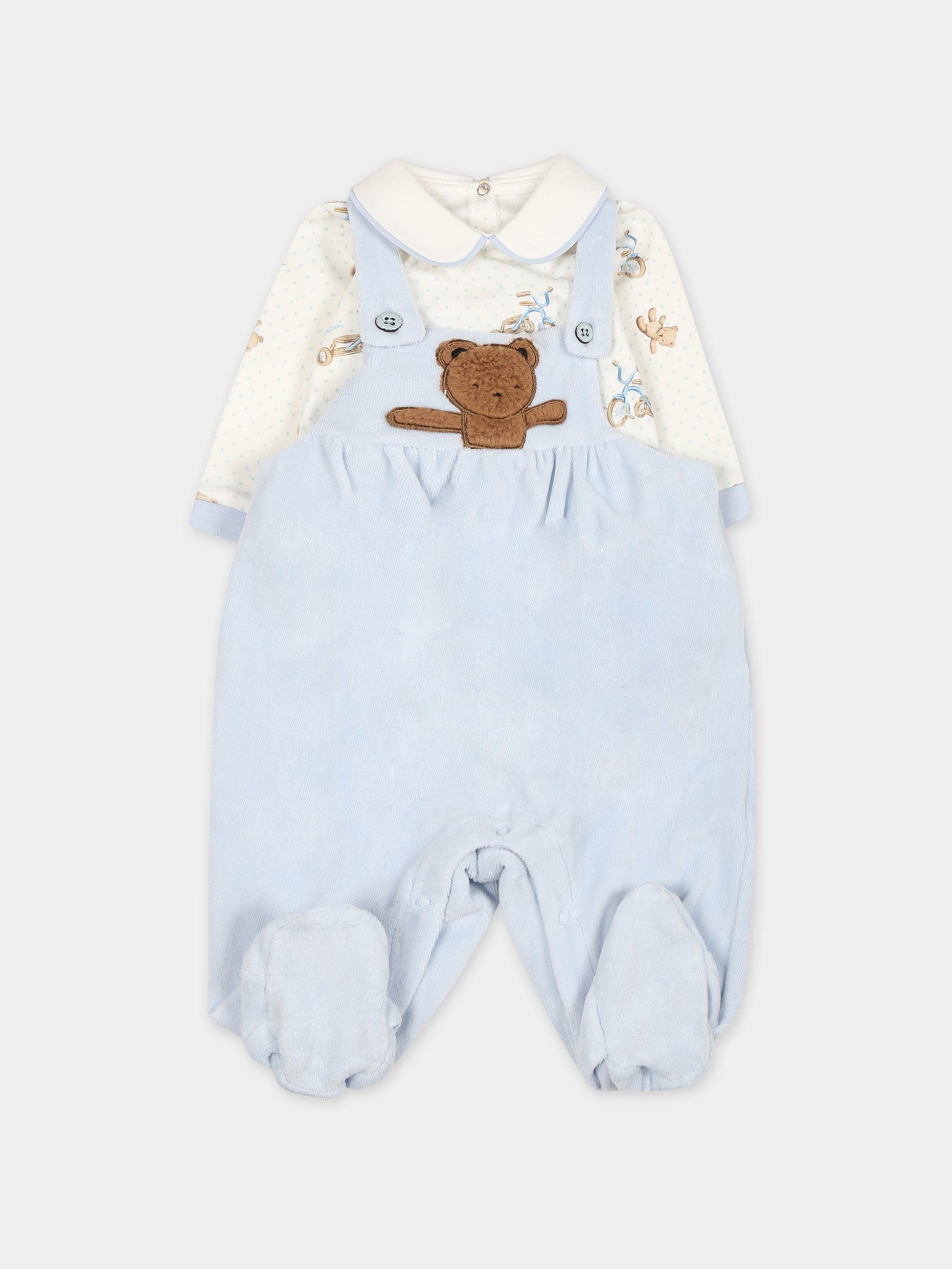 Set celeste per neonato con pois,Monnalisa,22B500 2049 0152