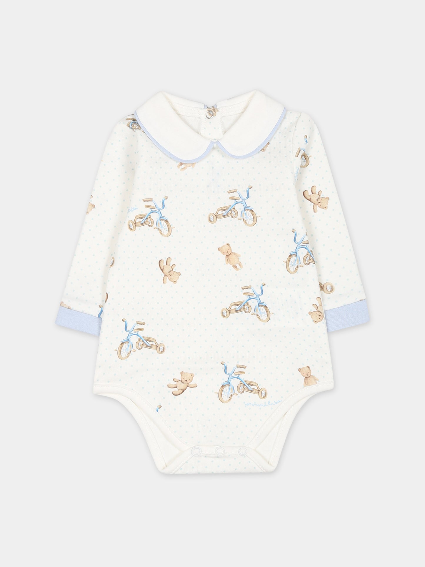 Set celeste per neonato con pois,Monnalisa,22B500 2049 0152