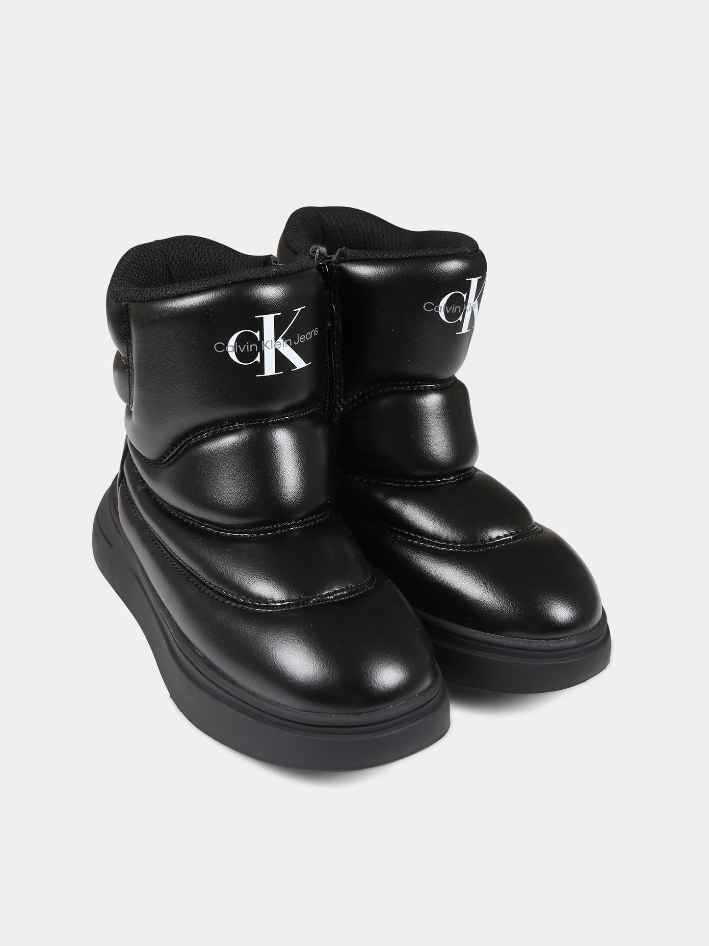 Stivaletti neri per bambina con logo,Calvin Klein Kids,V3A5 80669 1355999
