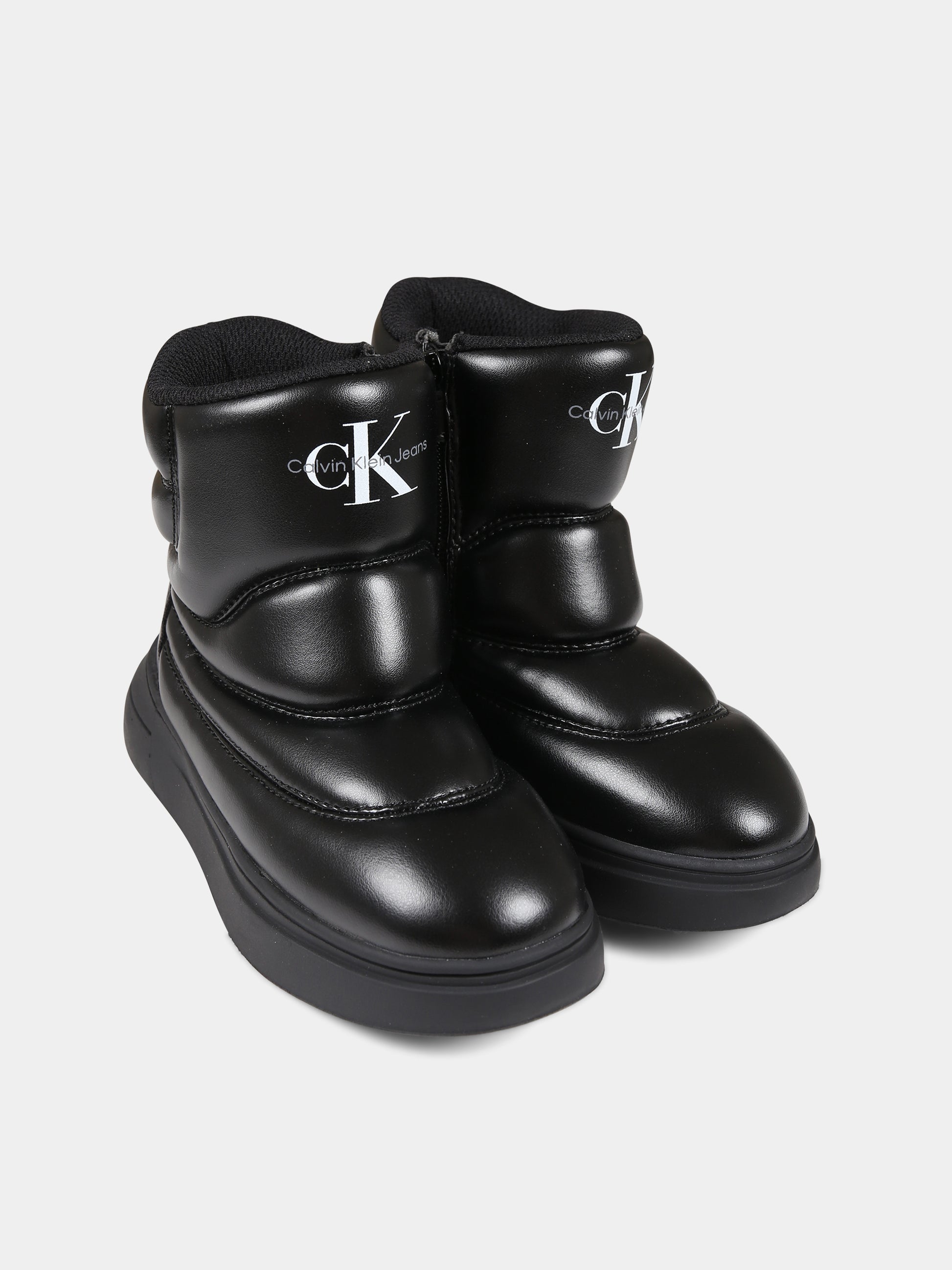 Stivaletti neri per bambina con logo,Calvin Klein Kids,V3A5 80669 1355999