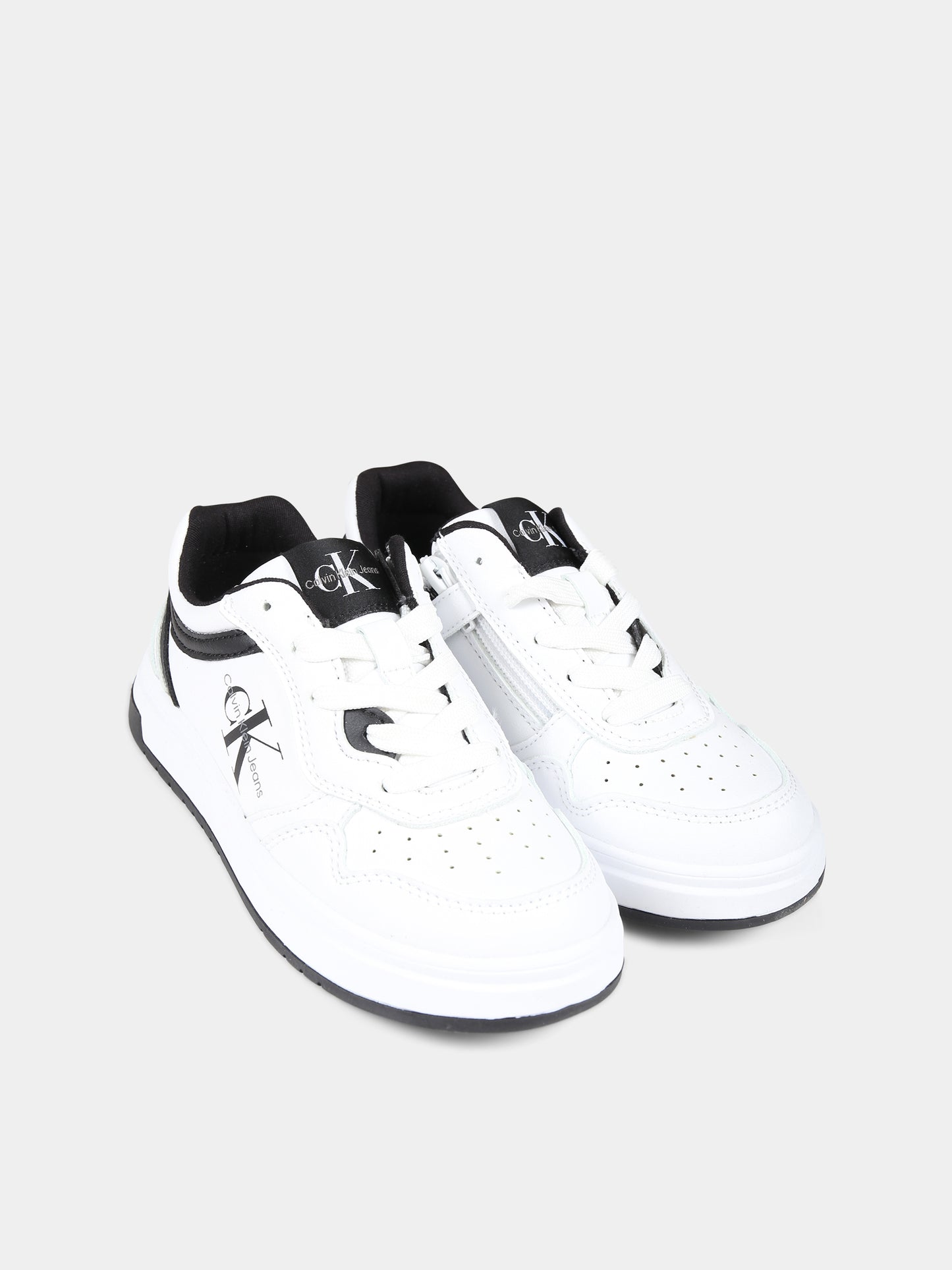 Sneakers bianche per bambino con logo,Calvin Klein Kids,V3X9 80726 1355100