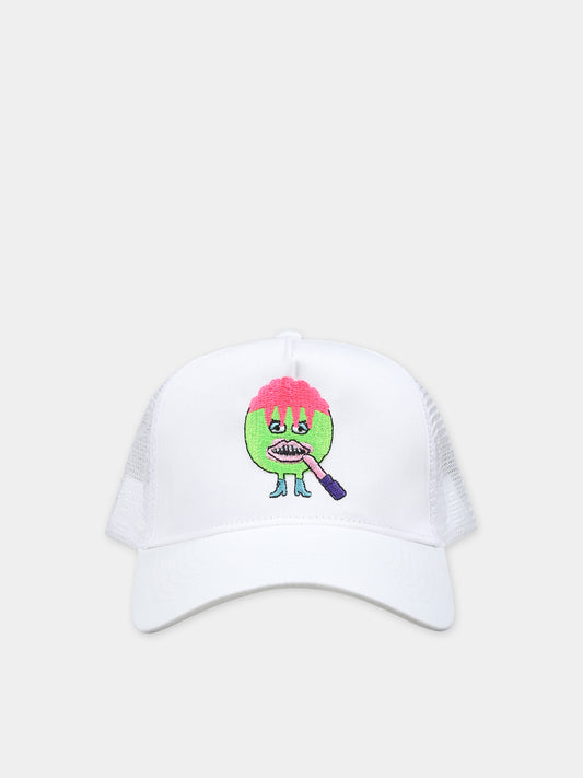 Cappello bianco per bambina con ricamo,Caroline Bosmans,AW23 9102 1000