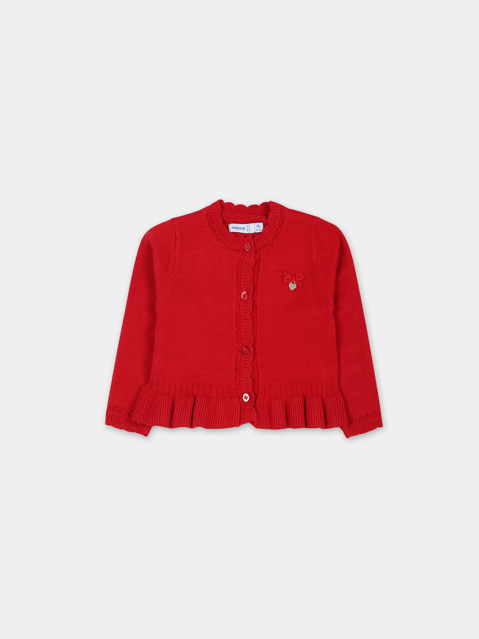 Cardigan rosso per neonata con cuore,Mayoral,2313 042