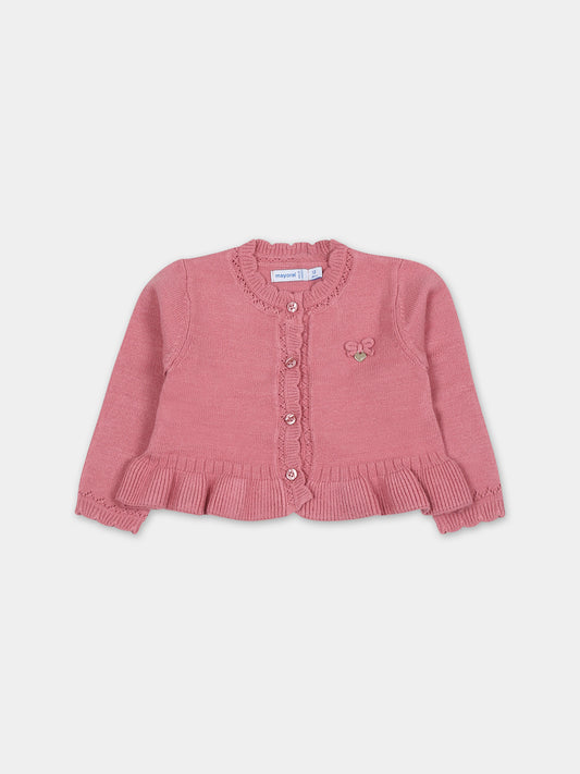 Cardigan rosa per neonata con cuore,Mayoral,2313 046