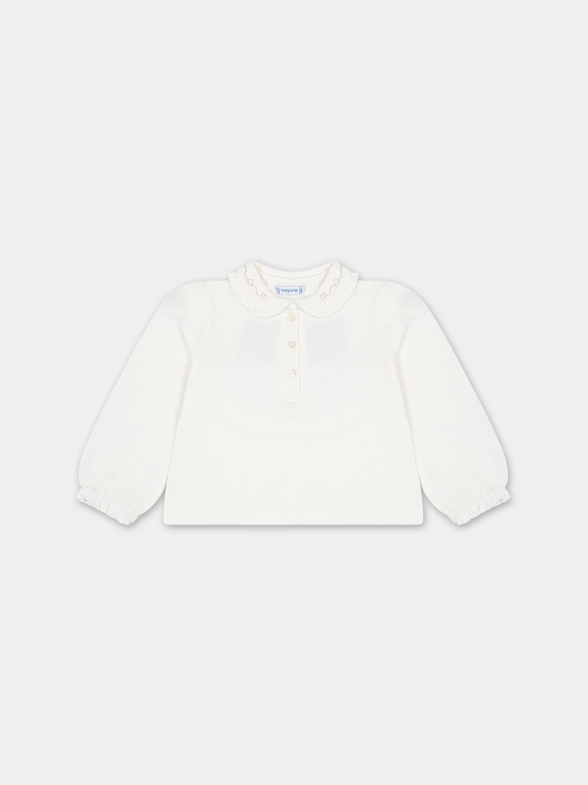 T-shirt bianca per neonata con cuori,Mayoral,104 010