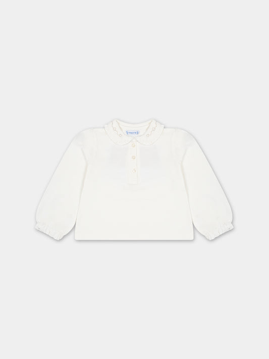 T-shirt bianca per neonata con cuori,Mayoral,104 010