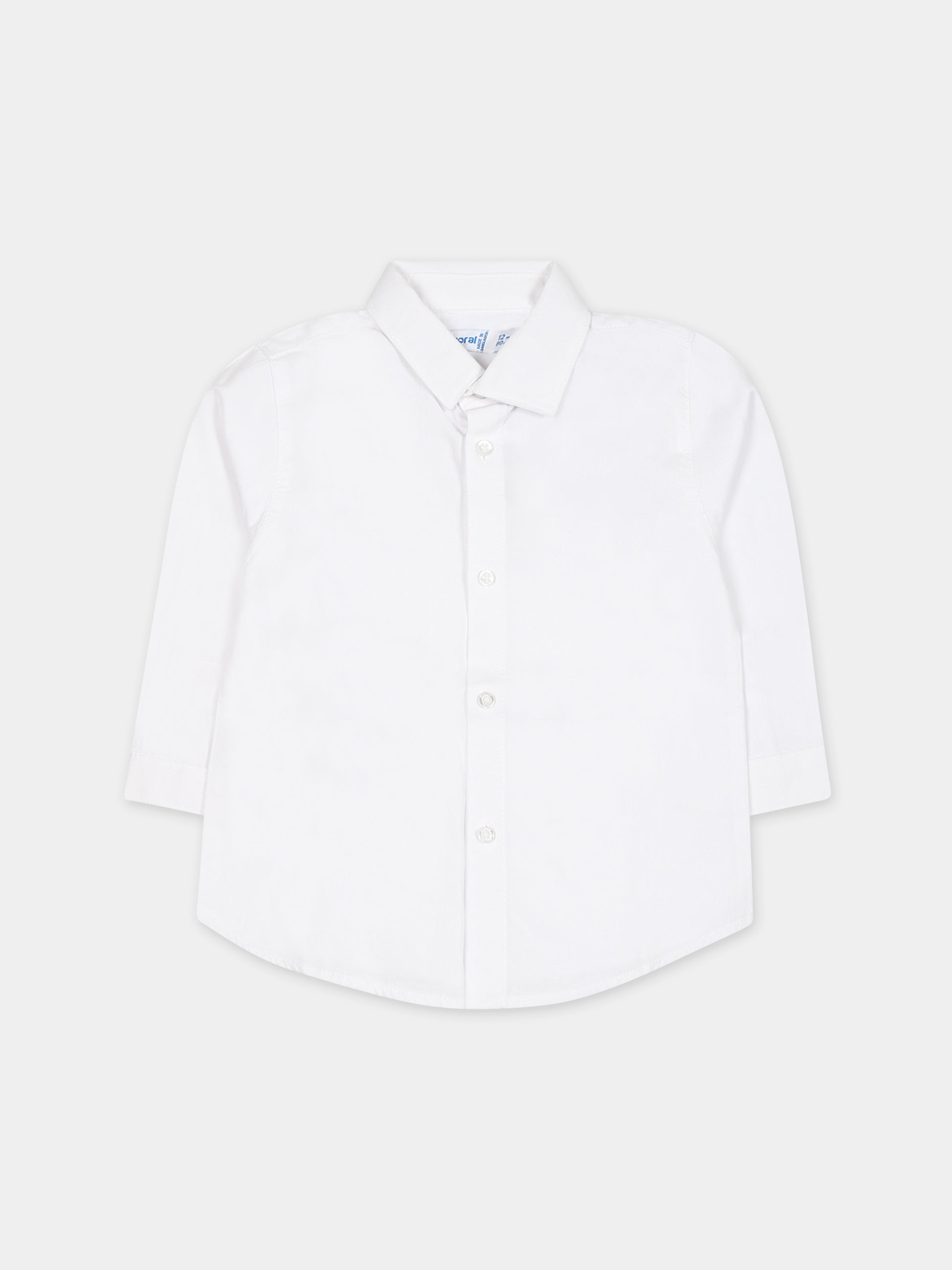 Camicia bianca per neonato con logo,Mayoral,124 026