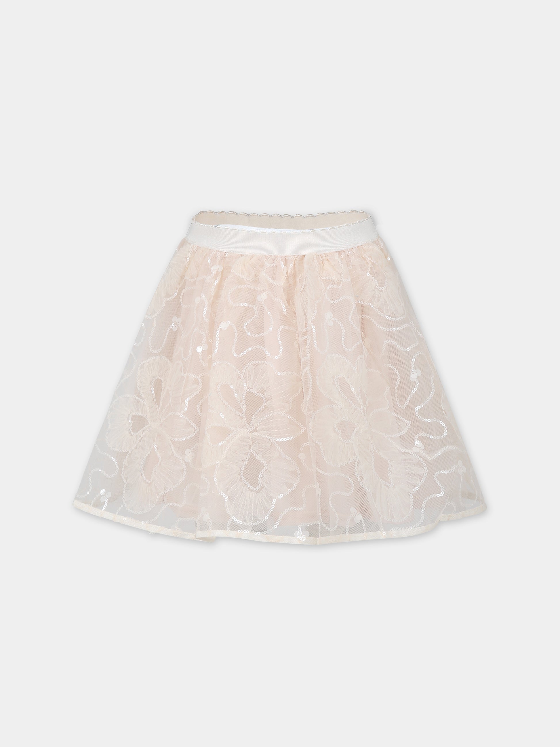 Gonna avorio per bambina con fiori,Mayoral,4901 031