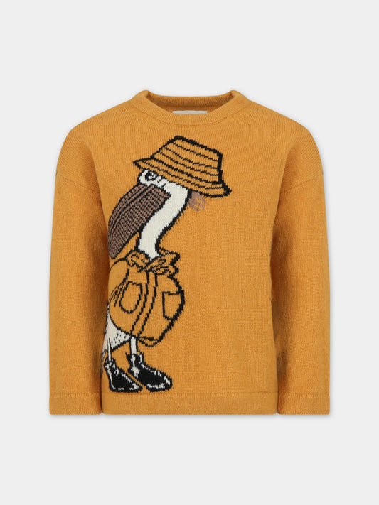 Maglione giallo per bambino con pellicano,Armani Junior,6R4M65 4M09Z F218